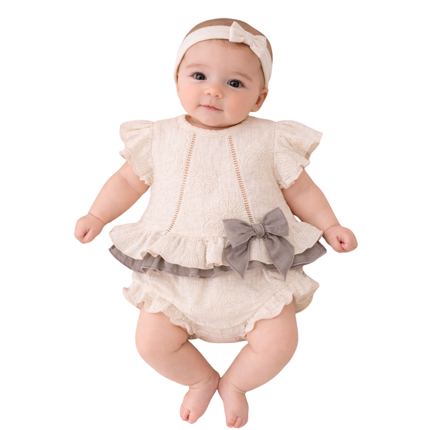 Ensemble bébé 2 pièces fleuri en coton