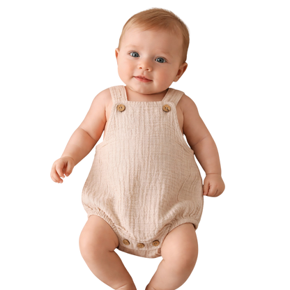 Barboteuse bébé à bretelles en coton
