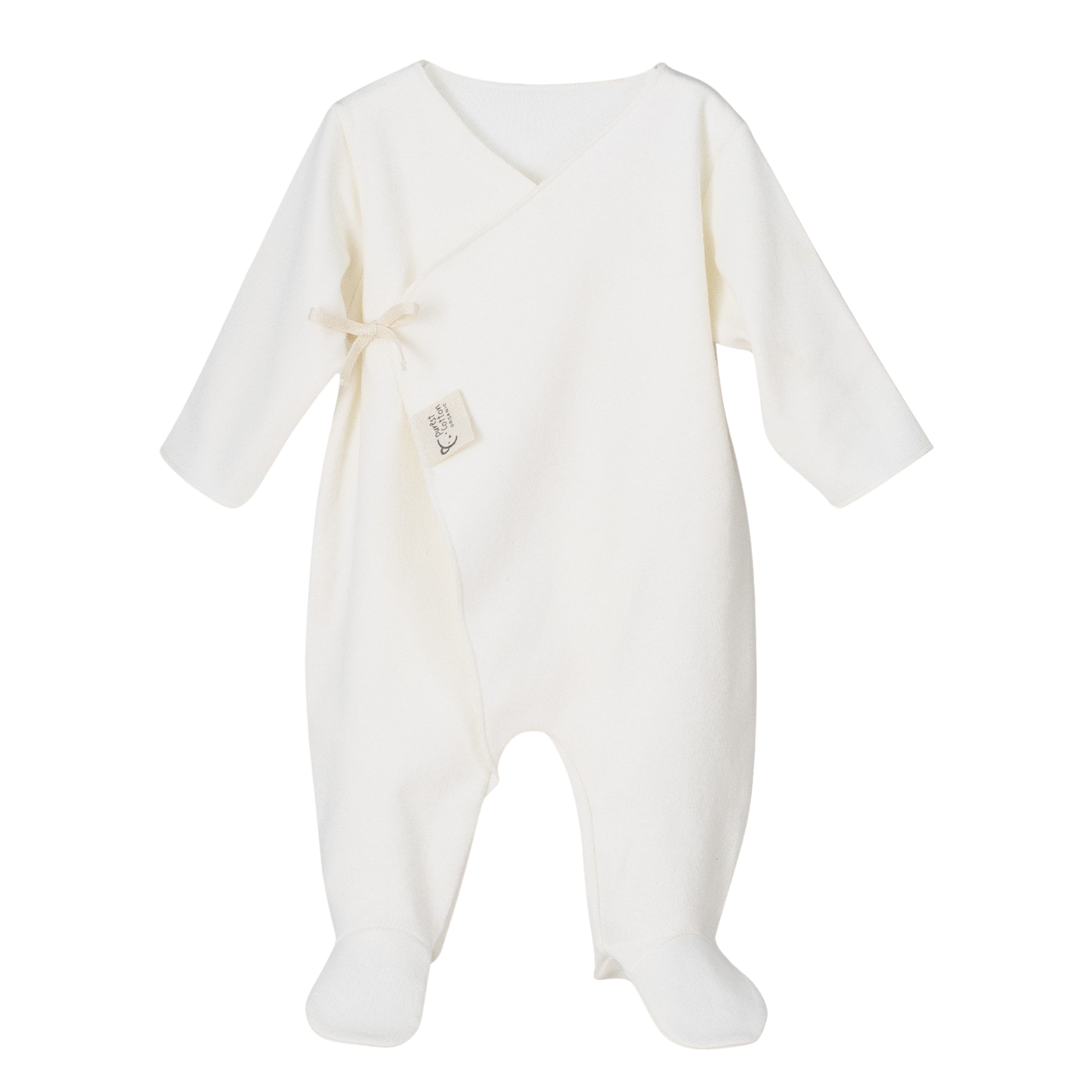 Pyjama bébé croisé en coton biologique écru