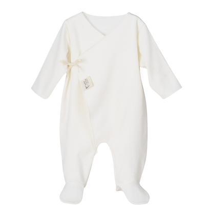 Pyjama bébé croisé en coton biologique écru