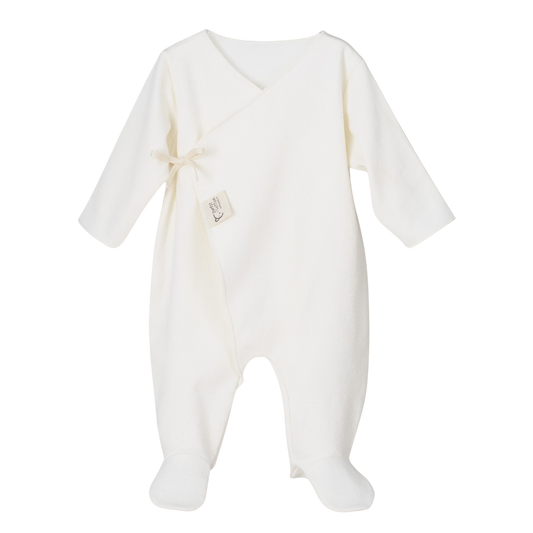 Pyjama bébé croisé en coton biologique écru