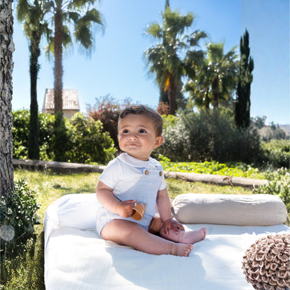 Barboteuse bébé à bretelles rayée en coton