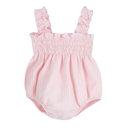 Barboteuse bébé à bretelles en coton rose