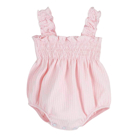 Barboteuse bébé à bretelles en coton rose