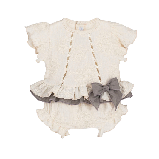 Ensemble bébé 2 pièces fleuri en coton