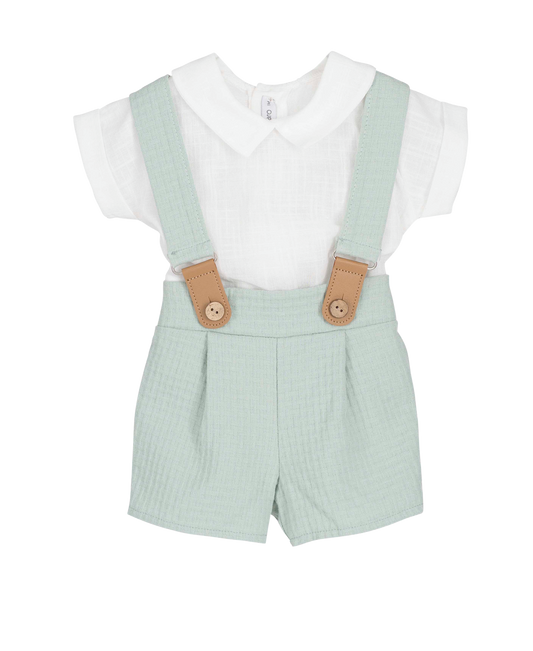Ensemble salopette & chemise bébé en coton