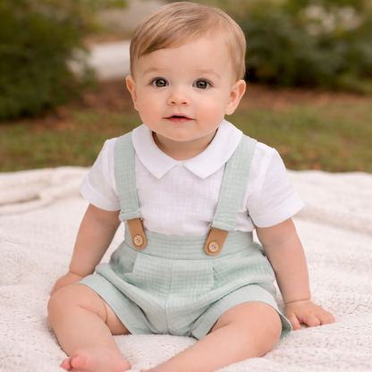 Ensemble salopette & chemise bébé en coton