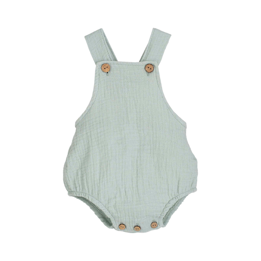 Barboteuse bébé à bretelles en coton vert